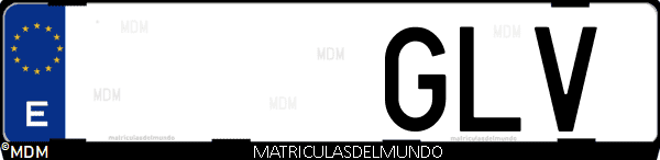Imágen de matrícula de coche con letras GLV de España