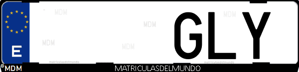 Imágen de matrícula de coche con letras GLY de España