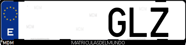 Imágen de matrícula de coche con letras GLZ de España