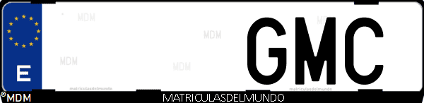 Imágen de matrícula de coche con letras GMC de España