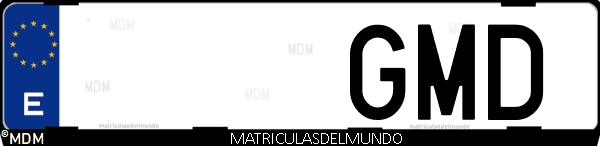 Imágen de matrícula de coche con letras GMD de España
