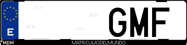 Imágen de matrícula de coche con letras GMF de España