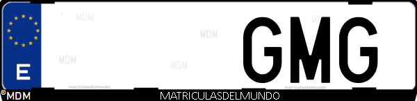 Imágen de matrícula de coche con letras GMG de España