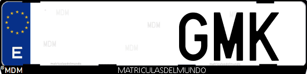 Imágen de matrícula de coche con letras GMK de España