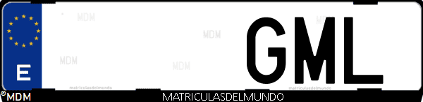 Imágen de matrícula de coche con letras GML de España