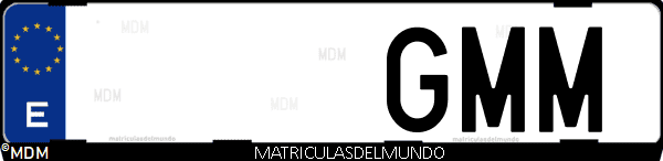 Imágen de matrícula de coche con letras GMM de España