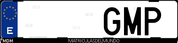 Imágen de matrícula de coche con letras GMP de España
