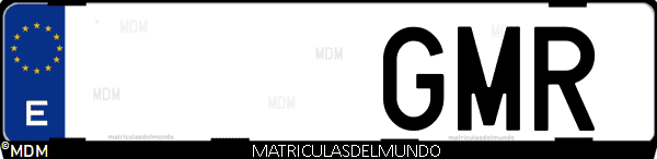 Imágen de matrícula de coche con letras GMR de España