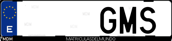 Imágen de matrícula de coche con letras GMS de España