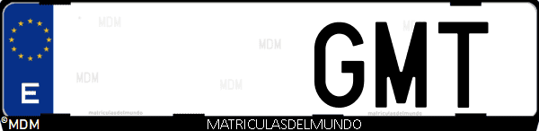 Imágen de matrícula de coche con letras GMT de España