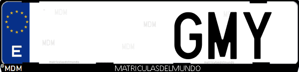 Imágen de matrícula de coche con letras GMY de España