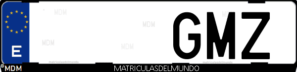 Imágen de matrícula de coche con letras GMZ de España