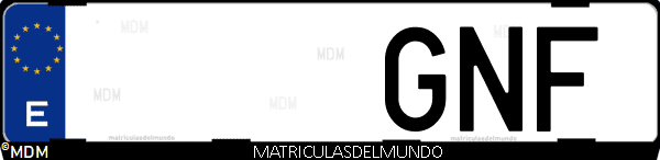 Imágen de matrícula de coche con letras GNF de España