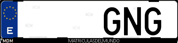 Imágen de matrícula de coche con letras GNG de España