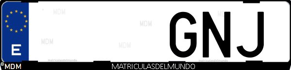 Imágen de matrícula de coche con letras GNJ de España