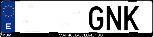Imágen de matrícula de coche con letras GNK de España