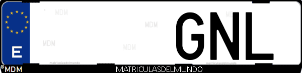 Imágen de matrícula de coche con letras GNL de España