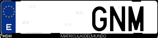 Imágen de matrícula de coche con letras GNM de España