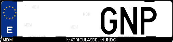 Imágen de matrícula de coche con letras GNP de España