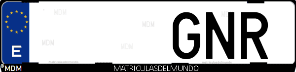 Imágen de matrícula de coche con letras GNR de España