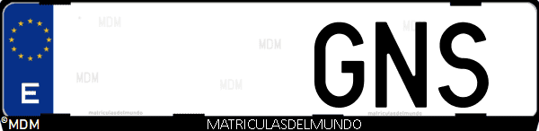 Imágen de matrícula de coche con letras GNS de España