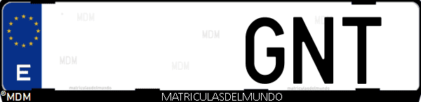 Imágen de matrícula de coche con letras GNT de España
