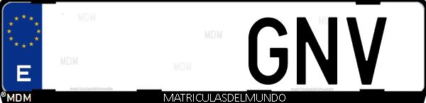 Imágen de matrícula de coche con letras GNV de España