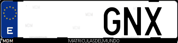 Imágen de matrícula de coche con letras GNX de España