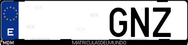 Imágen de matrícula de coche con letras GNZ de España