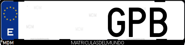 Imágen de matrícula de coche con letras GPB de España