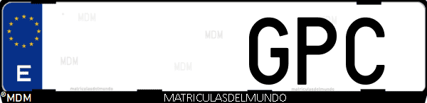 Imágen de matrícula de coche con letras GPC de España