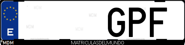 Imágen de matrícula de coche con letras GPF de España