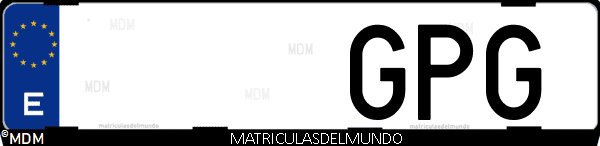 Imágen de matrícula de coche con letras GPG de España