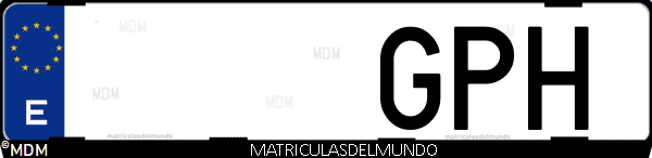 Imágen de matrícula de coche con letras GPH de España