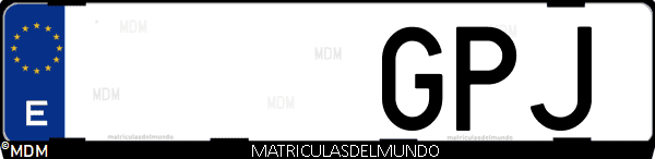 Imágen de matrícula de coche con letras GPJ de España