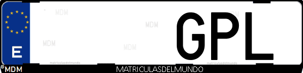 Imágen de matrícula de coche con letras GPL de España