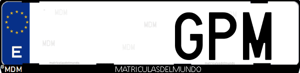 Imágen de matrícula de coche con letras GPM de España