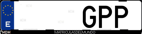 Imágen de matrícula de coche con letras GPP de España