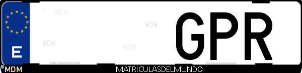 Imágen de matrícula de coche con letras GPR de España