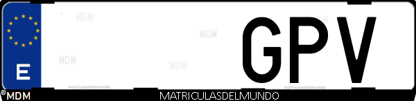 Imágen de matrícula de coche con letras GPV de España
