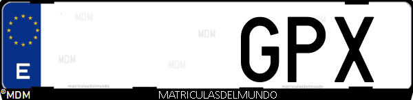 Imágen de matrícula de coche con letras GPX de España