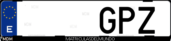 Imágen de matrícula de coche con letras GPZ de España