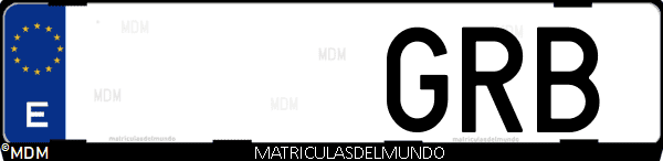 Imágen de matrícula de coche con letras GRB de España