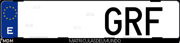 Imágen de matrícula de coche con letras GRF de España