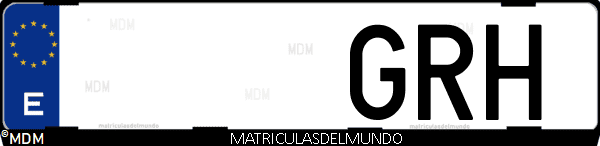 Imágen de matrícula de coche con letras GRH de España
