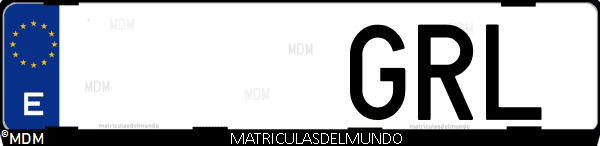 Imágen de matrícula de coche con letras GRL de España
