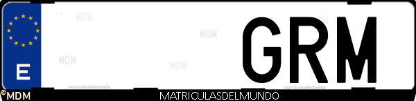 Imágen de matrícula de coche con letras GRM de España