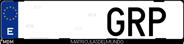 Imágen de matrícula de coche con letras GRP de España
