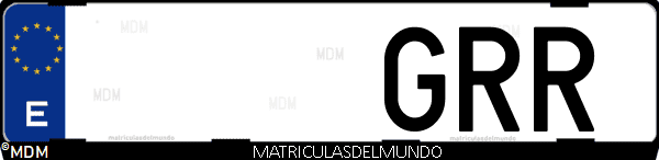 Imágen de matrícula de coche con letras GRR de España