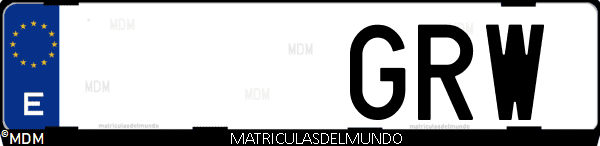Imágen de matrícula de coche con letras GRW de España